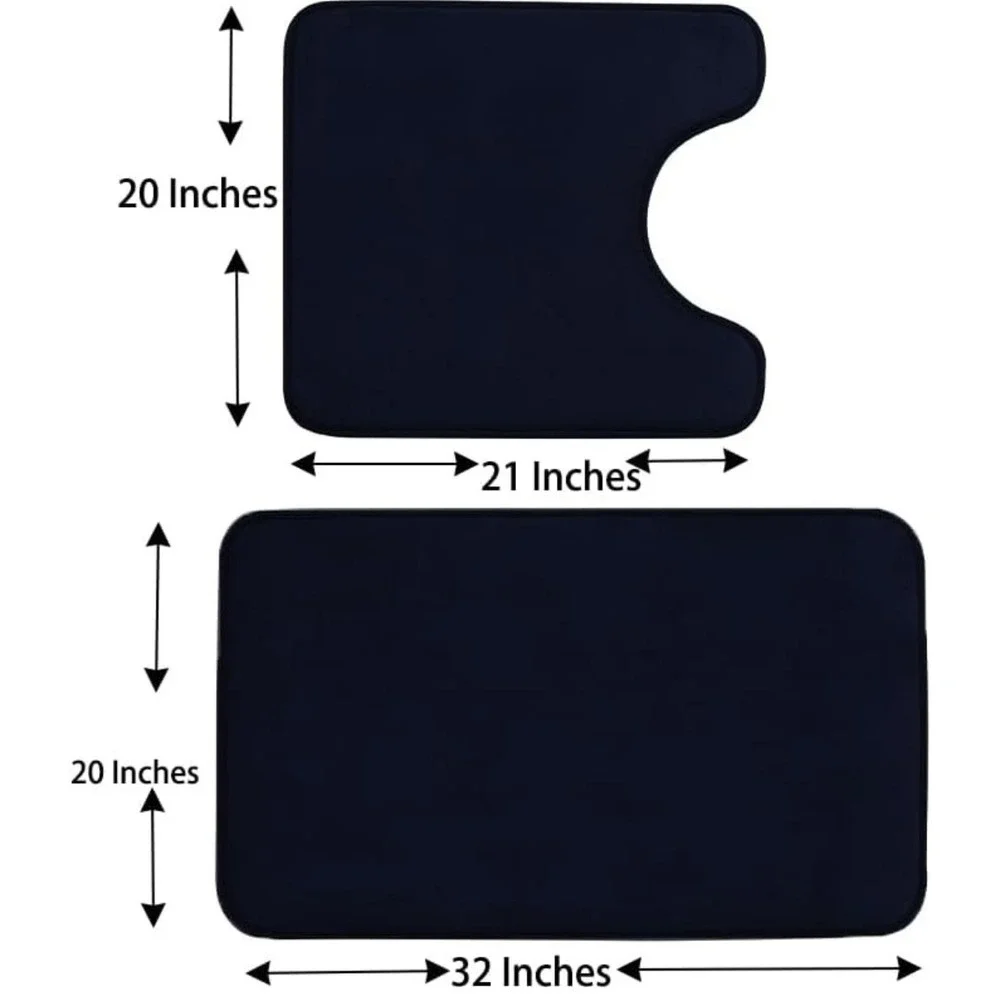 Memory Foam Bathroom Rug Set And Toilet Lid and Tank - 3 Piece